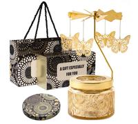 Toptime Cadeau Anniversaire Femme, Doré Rotatives Bougie Parfumées avec Motif Papillon, Cire de Soja Cadeau Femme Jusqu'à 25 Heures, Lavande Bougie Decorative pour Fete des Grand Mere Nolé
