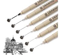 Toptime Fineliner, Lot de 6 Feutre Noir Pointe Fine, Liner Dessin avec Pinceau Lisses Noir, Feutre Dessin Professionnel Stylo Micro à Tailles Multiples pour le Croquis, le Manga, le Dessin, l'Anime