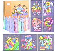 Toptime Kit de Cartes de Peinture au Sable - 42 Différents Dessins Animés avce 24 Coloré Sable, Sablimage Bricolage Éducatifs Créatifs pour Filles et Garçons, Art de Peinture pour Enfants Ans 3+