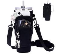 Toptime Sac de Transport pour Bouteille d'eau avec Poche pour téléphone - pour Tasse Stanley - Porte-Bouteille d'eau avec bandoulière réglable - Accessoires pour la randonnée, Les Voyages, Le Camping