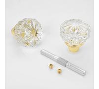 ToPToToo Boutons de porte d'intérieur en verre, bouton de porte de rechange de style ancien, boutons de porte en cristal vintage, boutons de porte à mortaise antique, finition laiton poli