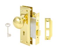 Toptotoo Ensemble de serrure à mortaise pour porte intérieure Boutons de porte vintage en or antique avec serrure et clé squelette Remplacement d