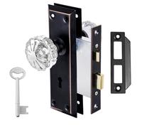 Toptotoo Mortise Lock Ensemble pour la porte interieure Bouton de porte en verre en verre avec serrure et cle squelette ancienne de porte de port