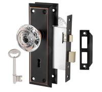 Toptotoo Mortise Lock Set Int rieur Porte de porte Boutons de porte en verre avec verrouillage Old Style Porte de porte Remplacement Vintage Vint