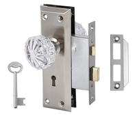 TopToToo Serrure à mortaise pour porte intérieure Boutons de porte antiques avec serrure et clé squelette Bouton de porte en verre cristal de rem