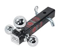 TOPTOW 64173HP Support d'attelage de remorque à trois billes avec goupille d'attelage de 1,6 cm, boules chromées, convient pour récepteurs d'attelage de 5,1 cm, tige creuse
