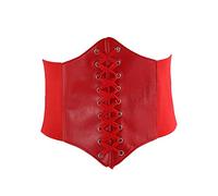 topuersaiv Corset pour femme, taille noire, costume d'Halloween, ceinture à la taille, corset noir, large corset pirate noir, corset rétro en cuir pour femme, corset à lacets Catwoman, rouge, taille