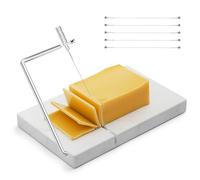 TOPULORS Planche à découper en marbre et fromage avec 5 fils de coupe extra épais en acier inoxydable - 20,3 x 12,7 cm - Coupe-fromage robuste pour blocs de fromage et beurre - Ustensiles de cuisine