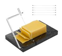 TOPULORS Trancheuse à fromage avec 5 fils de coupe épais de rechange, robuste, 12,7 x 20,3 cm, planche en marbre pour blocs de fromages, beurre, etc. Outil de cuisine pour fromage - Noir