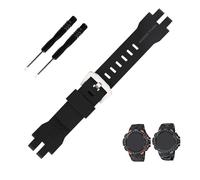 Topuly Bracelet de montre de rechange en résine de 26 mm pour Casio Protrek Pro Trek PRG-300 PRW-6000 PRW-6100 PRW-3000 PRW-3100 - Accessoire pour homme et femme (boucle argentée)