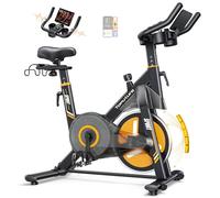 TOPUTURE Velo d Appartement, Vélo d'Appartement Silencieux avec Résistance Magnétique Électrique 32 Niveaux, Écran Tactile Haut de Gamme avec App et Capteur Cardiaque, Support Haltères, Capacité 150kg