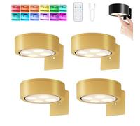 Topveden Picture Lights for Wall, Topveden Poster Lights, Wireless Rechargeable Magnetic LED Painting Light, Adjustable Brightness & Timer, 3 Color Temps for Home Decor (4Pcs Gold, 3 colors)