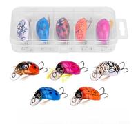 Topwater - Leurre de pêche flottant pour scarabée avec boule sonore intégrée pour bar, truite, perles en acier inoxydable pour son, yeux 3D réalistes et hameçons triples pour la capture de poissons (F