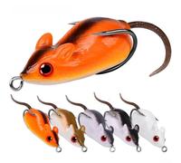 Topwater Leurres de pêche en forme de grenouille pour amphibiens Appât élastique en silicone en forme de souris sans mauvaises herbes Double crochet réaliste 9 g 7 cm Convient pour bar, Snakehead