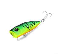Topwater Popper Leurre 3,2 g 4 cm avec système sonore boule en acier, yeux 3D, triple hameçon, conçu pour la pêche en lac et côtière (H)