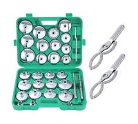 TOPWAY 31 Pièces 1/2" Jeu de Douilles de Clés à Filtre à Huile en Acier Inoxydable avec 2 Menottes Clé à Filtre à Huile Réglable et Clé, pour Réparation Automobile