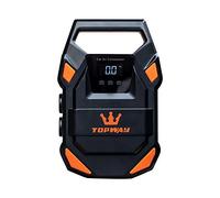TOPWAY Bärbar digital bildäck luftkompressor DC 12 V mini luftpump med nöd-lampa för bildäck, cyklar lastbilar och andra uppblåsbara i tygväska 451731