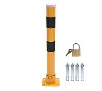TOPWAY Borne de Verrouillage d'Espace de Stationnement de Voiture Pliante Poste de Barrière de Stationnement avec Serrure, Jaune et Noir, 60cm de Hauteur (Budget)