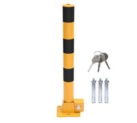 TOPWAY Borne de Verrouillage d'Espace de Stationnement de Voiture Pliante Poste de Barrière de Stationnement avec Serrure, Jaune et Noir, 60cm de Hauteur
