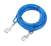TOPWAY Câble d'attache pour chien en acier galvanisé avec crochets pivotants, chaîne d'attache pour extérieur, cour et camping, chiots, animaux de compagnie et chiens, 9 m, bleu