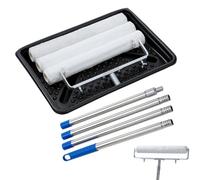 TOPWAY Ensemble de rouleau de peinture grand 18" - Cadre réglable en aluminium + 3 rouleaux de peinture + Manche télescopique amovible de 1,6M + Grand bac à peinture - Kit de peinture complet pour
