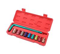 TOPWAY Jeu de Douilles 1/2" 10 Pièces, 8-22 mm Métrique avec Poignée de n Forme de L à Embout Carré, Acier au Chrome Vanadium, Multicolore, Outil de Réparation de Garage Automobile