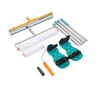 TOPWAY Kit d'outils de ciment auto-nivelant - Outils de rouleau de peinture époxy de 50,8 cm et 22,9 cm + râteau grattoir en acier inoxydable de 56 cm + chaussures à pointes de 30 cm + poignée