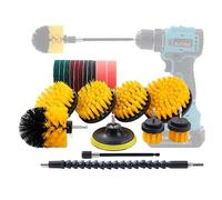 TOPWAY Lot de 21 Brosses Nettoyage pour Perceuse, Kit de Brosses à Récurer, pour Jantes de Voiture, Roues, Toilettes, Baignoire, Éviers, Carrelage, Cuisine, Céramique, Sol