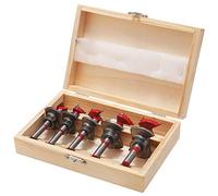 TOPWAY Mèche Forstner Set 5 Pièces, 15-35mm Foret de Réglable Positionnement en Carbure Cémenté avec Butée de Profondeur pour le Travail du Bois Perçage de Trous de Charnière 130305