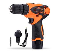 TOPWAY Perceuse Visseuse Sans Fil 12V avec 1 x 1,3Ah Batterie, Mandrin Sans Clé 10mm, 2 Vitesses et Lumière LED, pour la Maison DIY 102000