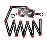 TOPWAY Règle de Mesure Multi-angle en Alliage d'Aluminium 12 Côtés Multifonction Template Règle d'Angles Gabarit d'Angle Outil de Tuiles avec Trou