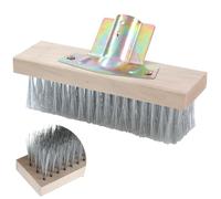 TOPWAY Tête de balai en fil d'acier inoxydable de 20 cm avec dos en bois et support plaqué zinc pour extérieur, jardin, terrasse, balayage, mauvaises herbes, pavés, allées