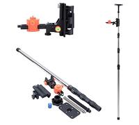 TOPWAY Tige Télescopique de Niveau Laser 115-450 cm Acier Inoxydable Perche Télescopique Extensible du Sol au Plafond avec Support et Sac en Nylon