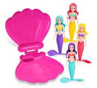 TOPWAYS Ensemble de Jouets de Plongée Sirène, Accessoires et Jeux de Piscine pour Enfants avec 4 Sirènes (Rose Rouge)