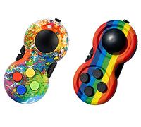 Topways Fidget Toys Anti Stress, Fidget Pad 8 Function Fidget Toy Cube Controller Réducteur de Stress pour ADD HD Autisme Enfants et Adultes (Graffiti + Rainbow)