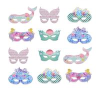 TOPWAYS Lot de 12 masques de sirène colorés pour enfants, convient pour les sirènes, le monde sous-marin, les fêtes d'anniversaire, les jeux de rôle, les déguisements, les masques de sirène