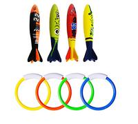TOPWAYS®Underwater Pool Diving Rings Sticks, La plongée sous-Marine Piscine Sonne des bâtons Jouet de torpille de plongée pour Le Jeu de Formation de Piscine pour des Enfants