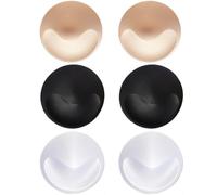 TOPWEL Lot de 3 paires de coussinets ronds amovibles pour soutien-gorge de sport, rehausseurs de poitrine, bonnets rembourrés invisibles pour haut de bikini, robes de maillot de bain (peau/noir/blanc)