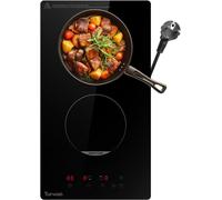 TOPWISH Plaque à induction 2 foyers encastrable 3500W, double induction, sécurité enfant, indicateur de chaleur résiduelle et Boost - 30 cm