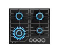 Topwish Plaque de cuisson gaz 4 feux, avec blanc bouton rotatif éclairé,8kW | Plaque de gaz à 4 feux, Table de cuisson encastrable 60cm, NG/LPG décapotable, protection d'extinction, allumage automatique