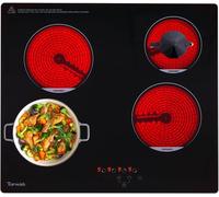 Topwish Plaque vitrocéramique 4 foyers, plaque électrique encastrable, commande tactile, sécurité enfant, protection surchauffe, indicateur de chaleur résiduelle, 60cm, 6600W