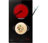 Topwish Plaque vitrocéramique encastrable 2 foyers - 29 cm