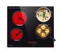 Topwish Plaque Vitrocéramique Encastrable, Plaque Vitrocéramique 4 Feux, Table de Cuisson 60cm,plaque de cuisson vitrocéramique 4 feux, avec Indicateur de Chaleur Résiduelle, verrou de sécurité,6000W