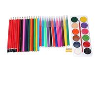 Kit Créatif 43 Pièces avec Crayons / Aiguisoir / Feutres / Peintures Topwrite Multicolore