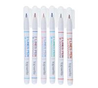 Topwrite Lot de 6 Stylos à Bille Double Ligne Pointe Fine 0,5mm Blanc