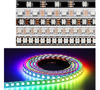 TOPXCDZ 5M DC5V WS2812 WS2812B Bande LED Noir PCB 74LEDs/m - 370 Pixel 5050 SMD RGB Individuellement Adressable Pixel LED Lumière pour la décoration de la Maison IP30 (bande uniquement)