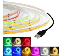 TOPXCDZ Bande LED COB 5 V - Blanc / Rouge / Vert / Rose / Jaune - 300 LED - Ruban flexible CC - Lampe de nuit - Rétroéclairage TV - Décoration d'intérieur pour chambre à coucher, sous-placard, cuisine