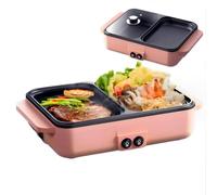 Topyond 1200W Fondue Electrique et BBQ Grill,Hot Pot Intérieur Électrique,Barbecue de Table,Grill Coréen Électrique Double Usage, Hotpot Pour 2 Personnes,220 V 180°,Pour La Maison,Dortoir