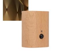 Topyond Applique Murale LED en Bois De Hêtre Rechargeable par USB, Capteur De Mouvement du Crépuscule à L'aube, éclairage à 360° pour Escaliers, Veilleuse pour Usage Intérieur, sans Fil Et Esthétique