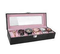 Topyond Bote De Montre Rectangulaire en Cuir PU à 6 Fentes, Présentoir De Montre-Bracelet, Organisateur De Rangement De Montre, Bote D'accessoires De Montre,Cadeau Femme